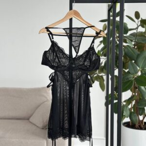 Чорна сорочка + трусики для PLUS SIZE ❤️ [DO3793]