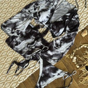 Пляжний комплект tie-dye з топом та купальником [SW3724]